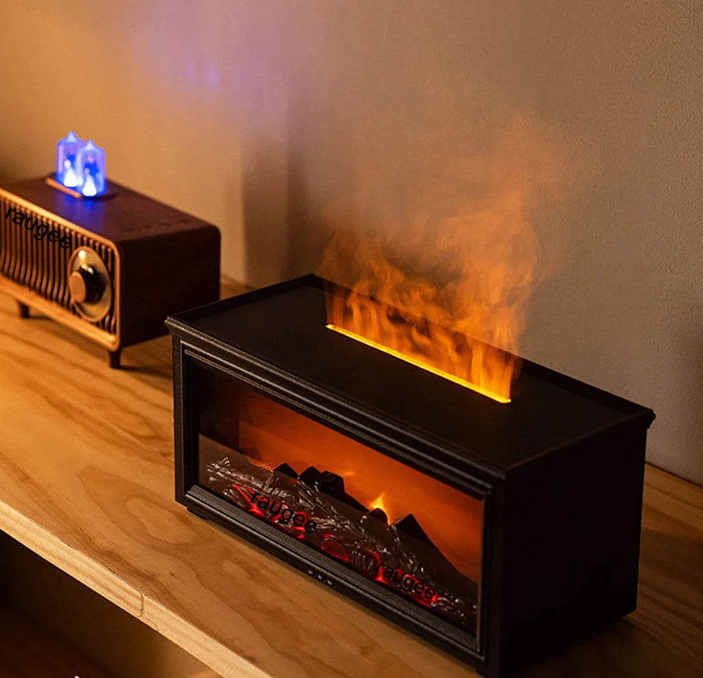 Fire-effect Aroma diffuser 280 ml with remote &amp; timer