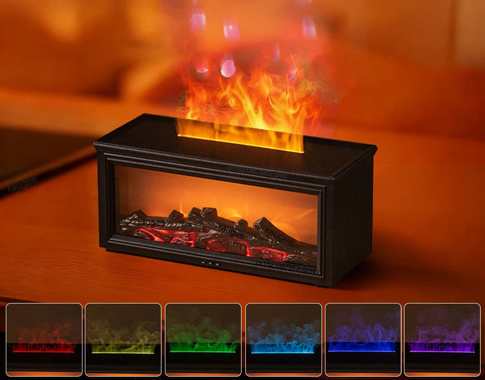 Fire-effect Aroma diffuser 280 ml with remote &amp; timer