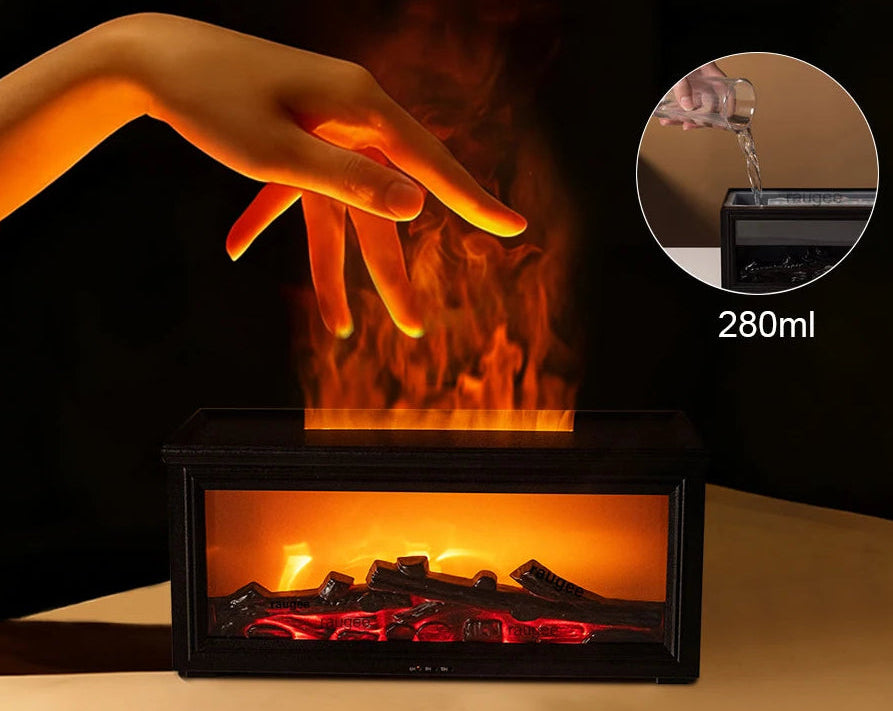Fire-effect Aroma diffuser 280 ml with remote &amp; timer