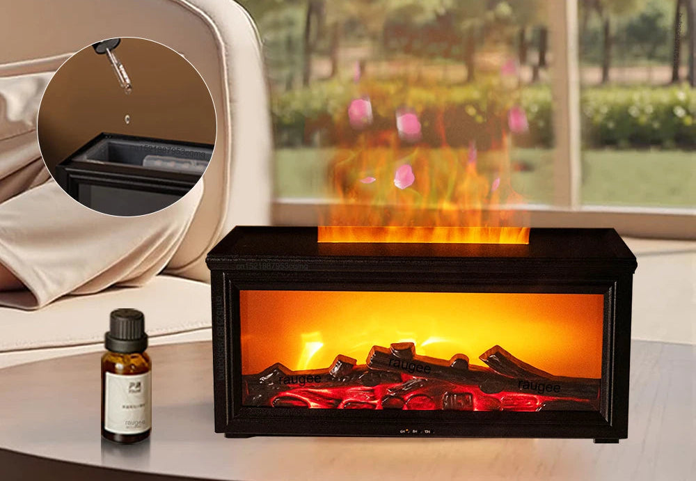 Fire-effect Aroma diffuser 280 ml with remote &amp; timer