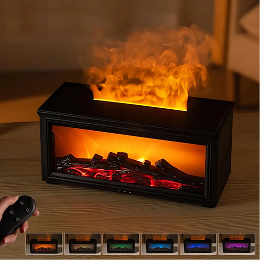 Fire-effect Aroma diffuser 280 ml with remote &amp; timer